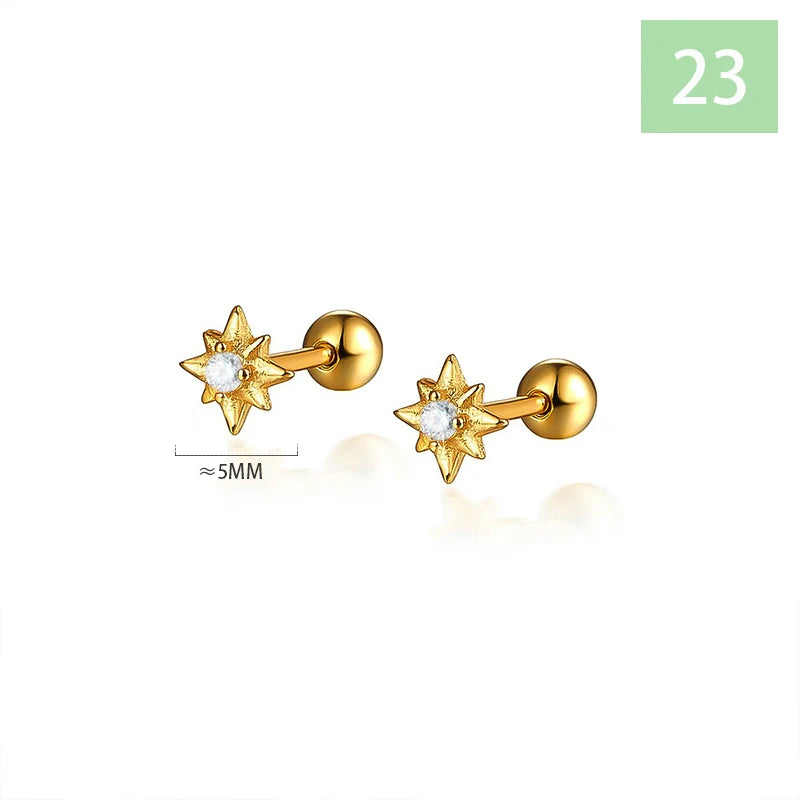 Geometric Zircon Screw Stud Earrings DS4644