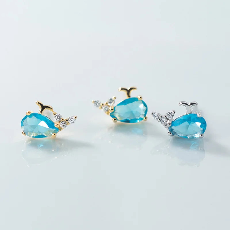 Trustdavis Real Minimalist 925 Sterling Silver Cute Animal Stud Earrings Whale Shrimp Crab Seahorse Teen Gift Jewelry DS3799