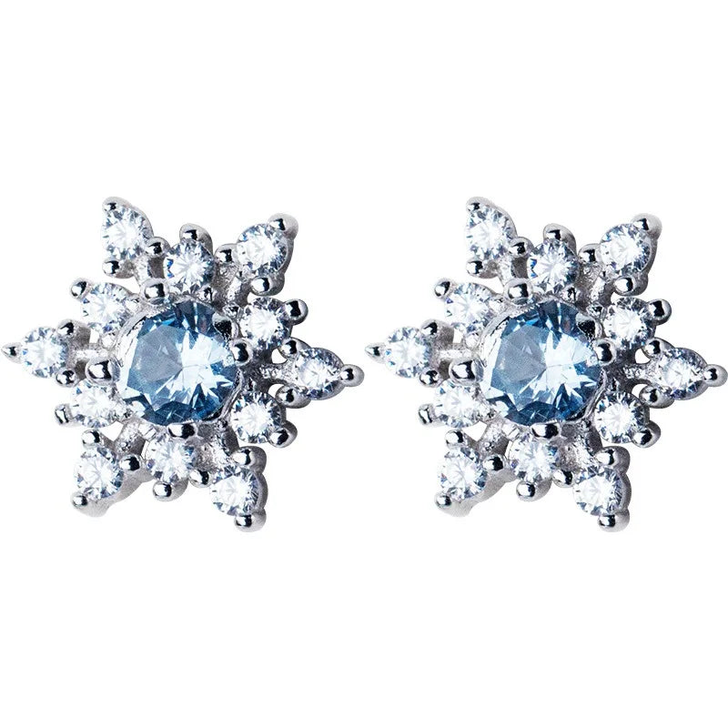 TrustDavis Real 925 Sterling Silver Fashion Sweet Christmas Full Diamond Snow for Women Jewelry DB156