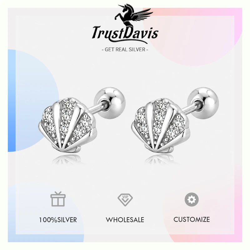 Ocean Shell Zircon Stud Earrings DS4917