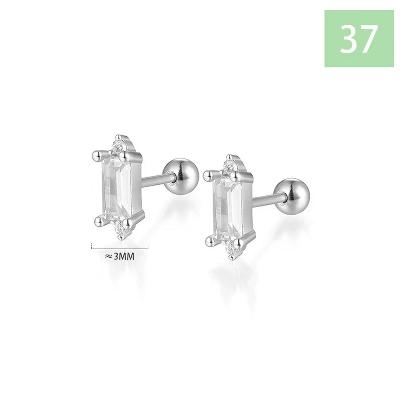 Geometric Zircon Screw Stud Earrings DS4644