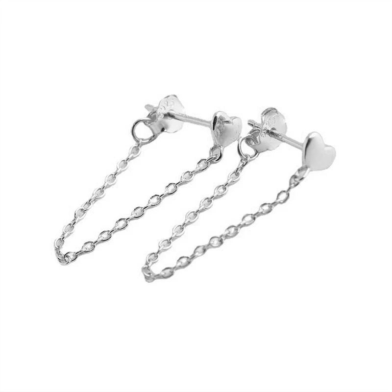 Heart Linked Chain Stud Earrings DS4768