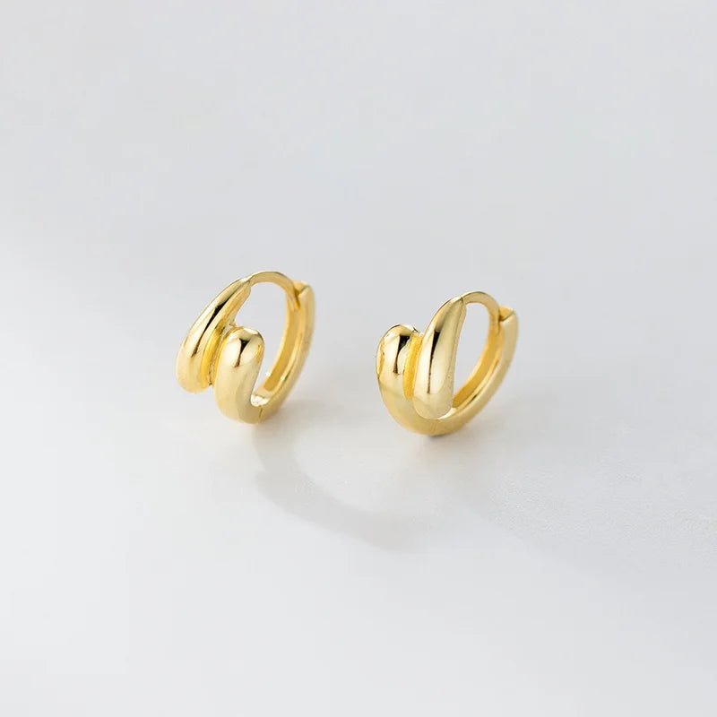 TrustDavis 925 Sterling Silver Women's Fashion Simple Double-layer Teardrop Hoop Earrings for Women Girls Jewelry Gift DS4355
