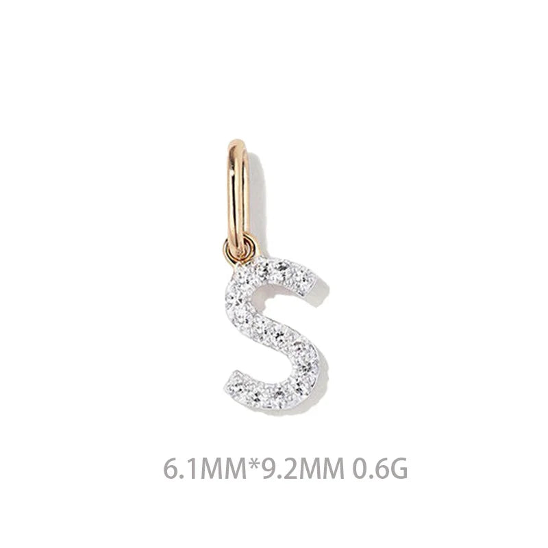 Trustdavis Real 925 Sterling Silver Feshion Simple 26 Letter Zircon Pendant DIY Accessories for Women Girls Fine Jewelry DS4738