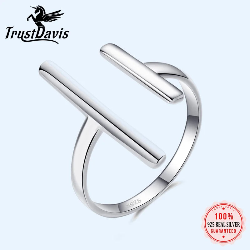 Geometric Simple Minimalist Surface Smooth Stick Adjustable Ring AZ06