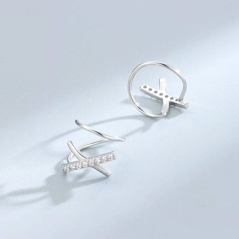 X-shaped Cross Earring Zircon Hooks for Women Girls Jewelry Gift DS4851