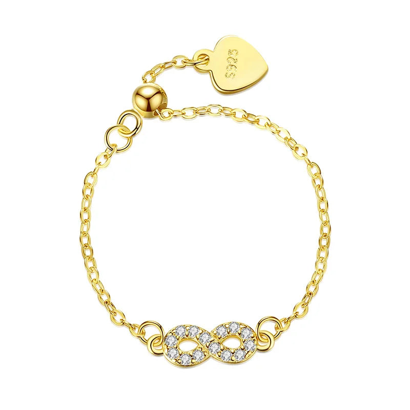 Gold Flower Infinite Chain Opening Ring DA2787