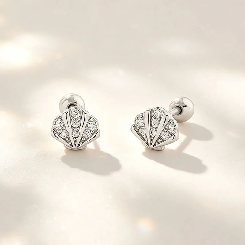 Ocean Shell Zircon Stud Earrings DS4917