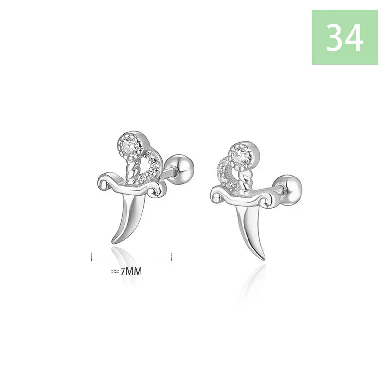 Geometric Zircon Screw Stud Earrings DS4644