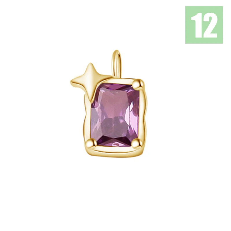 TrustDavis Real 925 Sterling Silver Star Square Zircon Charm Pendant for Women Kids Handmade DIY Accessories Jewelry DZ1016
