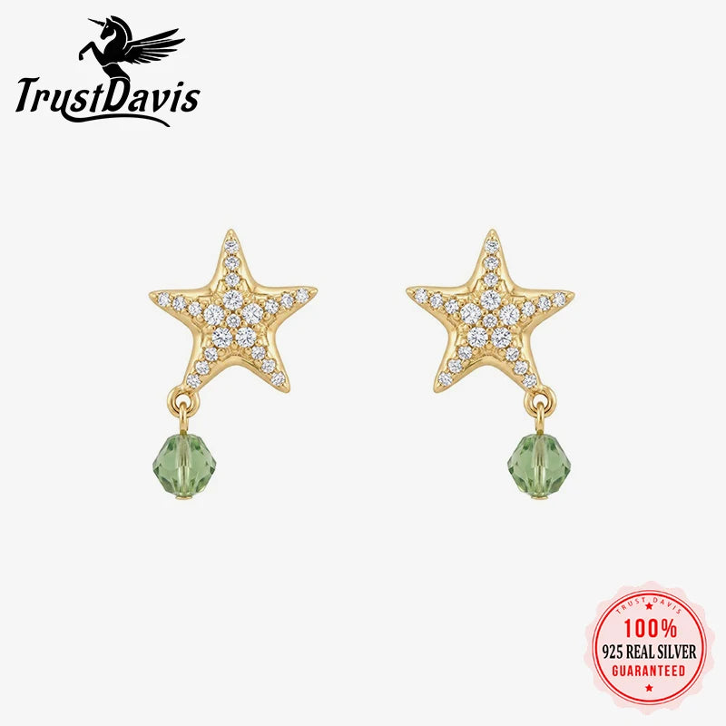 Starfish Zircon Stud Earrings for Women Daily Wear Jewelry Gift DS4980
