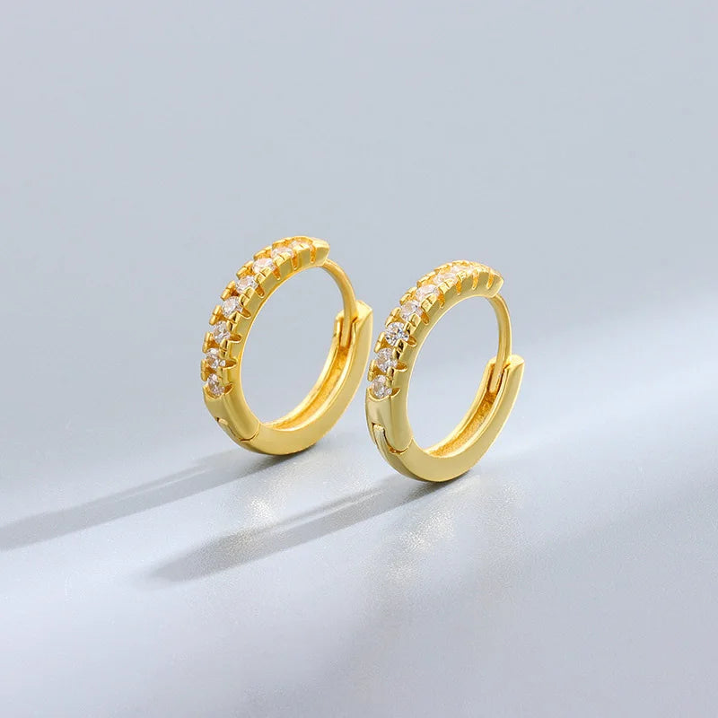 TrustDavis Real 925 Sterling Silver CZ Round Earring Geometric Hoop Earring for Women Wedding Party Fine Jewelry Gift DR0064