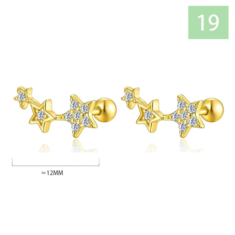Geometric Zircon Screw Stud Earrings DS4644