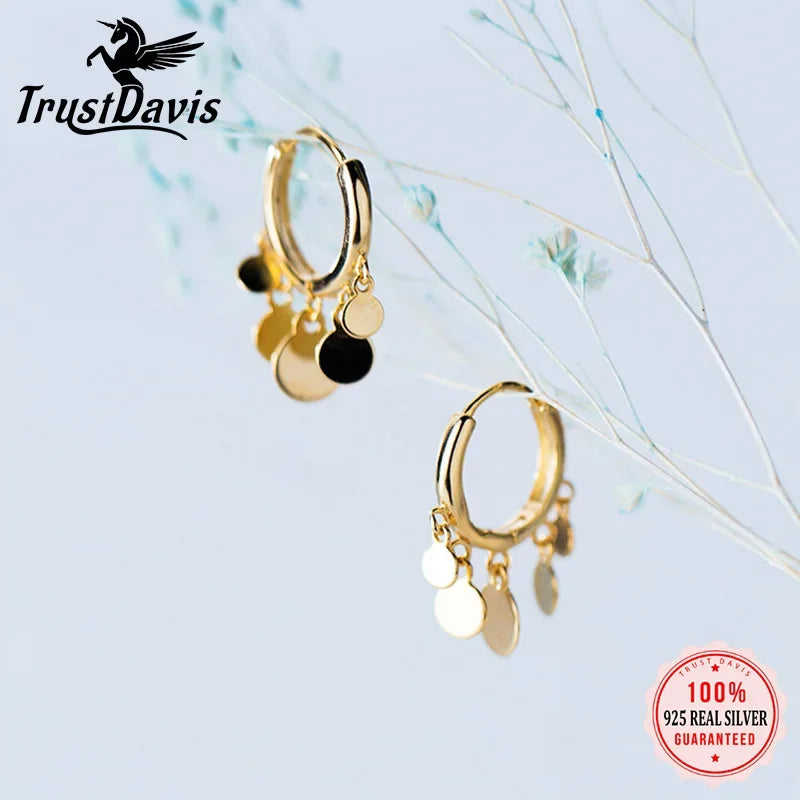 Round Disc Tassel Pendant Hoop Earrings DA2429