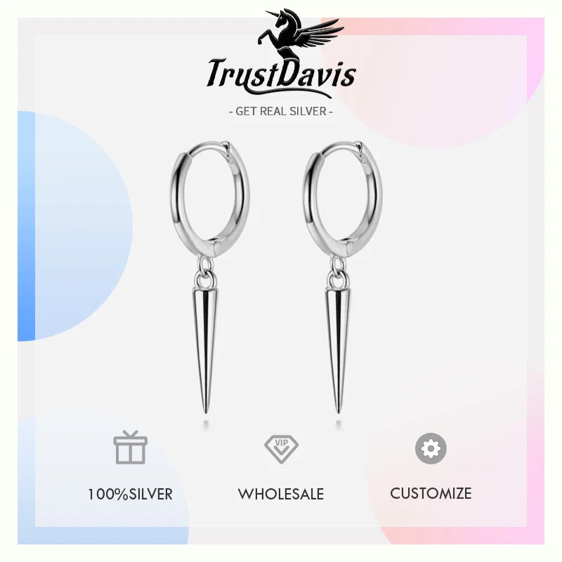 Hanging Rivet Cone Pendant Hoop Earrings DA472