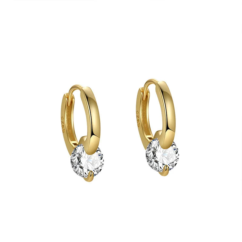 Pendientes TrustDavis Plata de Ley 925 auténtica a la moda para mujer, pendientes redondos simples de circonia para mujer y niña, joyería de regalo DS4235