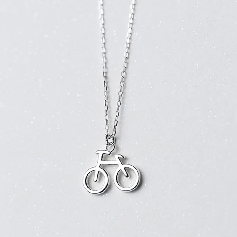 TrustDavis 100% 925 Solid Sterling Silver Jewelry Bicycle Bike Pendant Fashion Necklace Girl Friend Birthday Gift Lady DS1271