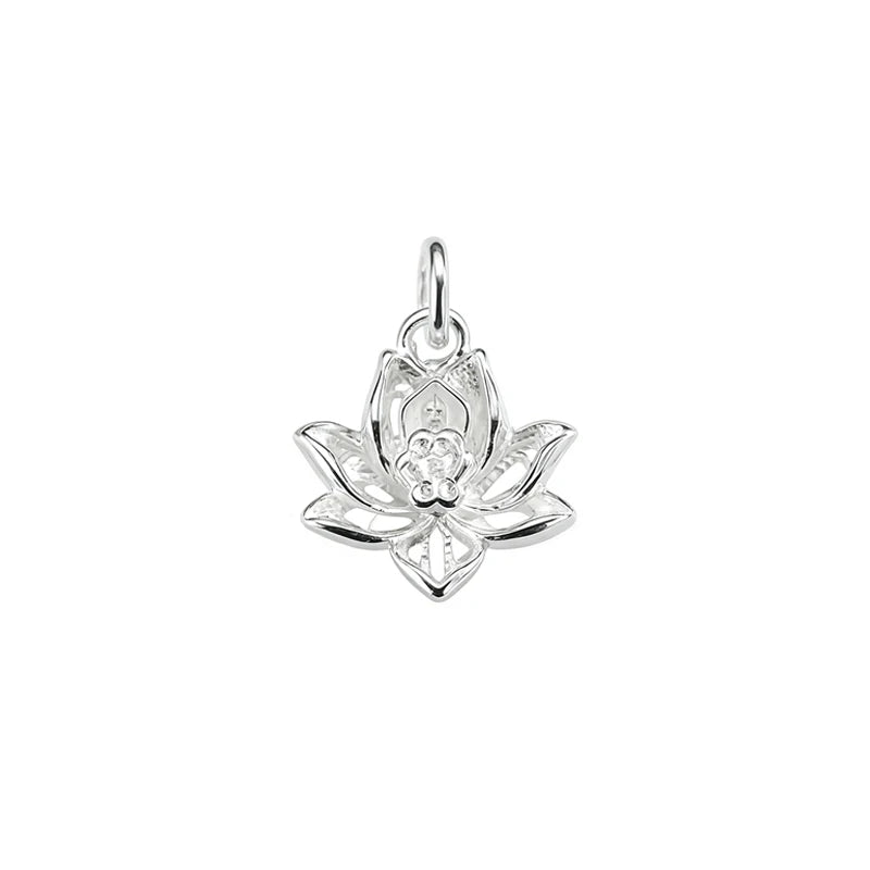 TrustDavis Real 925 Sterling Silver Star Lotus Charm Pendant for Making Necklace Handmade DIY Accessories Fine Jewelry DZ1821