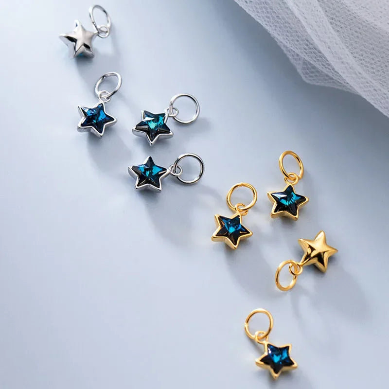 Star Blue Shiny CZ Charm Pendant DZ298