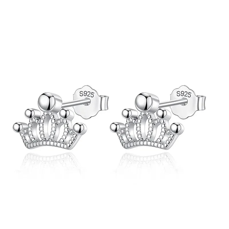 TrustDavis 100% 925 Sterling Silver Elegant Fashion Crown Earrings Women's Fashion Jewelry 925 Factory Wholesale Lots DS4156