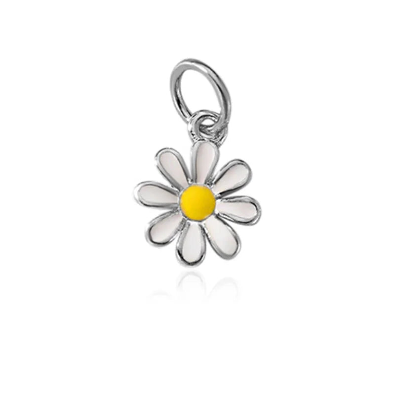 TrustDavis New Real 925 Sterling Silver Fashion Daisy Flower Charm Pendant Handmade DIY Accessories Wholesale DZ1721