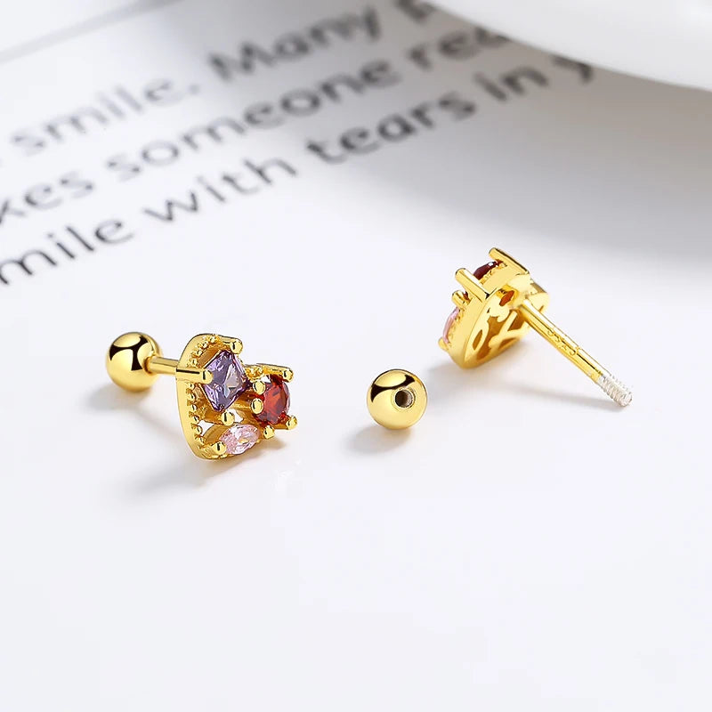 TrustDavis Authentic 925 Sterling Silver Color Heart Stud Earrings for Women Girls Kids Birthday Gift Jewelry DS3905