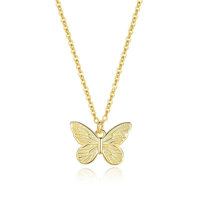 TrustDavis 925 Sterling Silver Women's Fashion Simple Butterfly Pattern Necklace for Women Girls Jewelry Gift DS4379