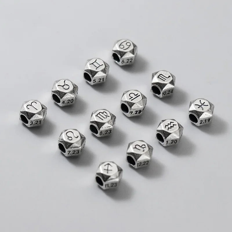 TrustDavis Real 925 Sterling Silver Beads Fashion 12 Constellation Charm Beads Fit Bracelet Necklace Accessories Jewelry HY886