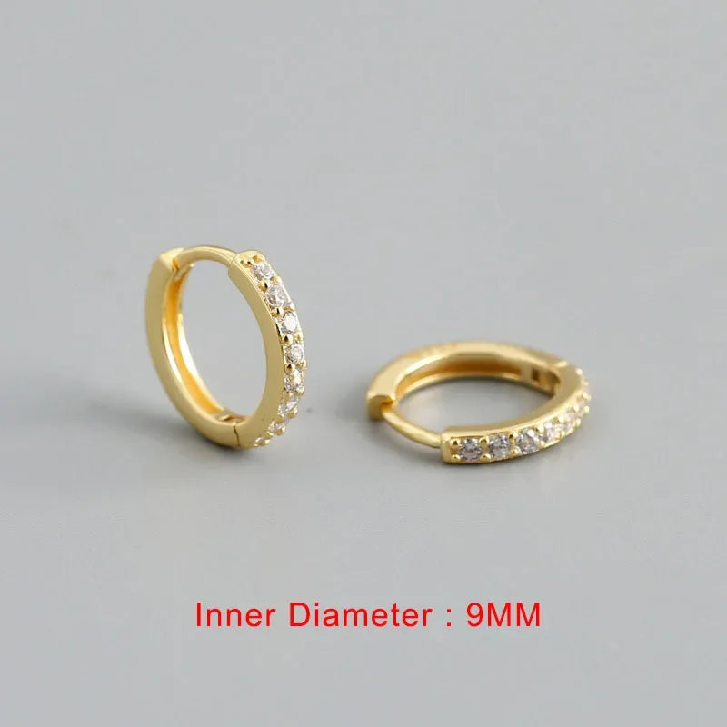 TrustDavis Luxury 925 Sterling Silver Fashion White Zircon Charm Hoop Earring For Fashion Women Wedding Party Jewelry DA2725