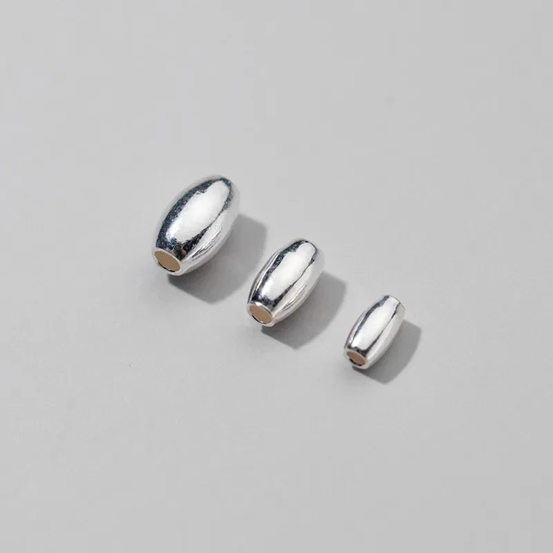 TrustDavis Real 925 Sterling Silver Glossy Olive Beads Separator Beads DIY Fit Bracelet Necklace Accessories Fine Jewelry HY985