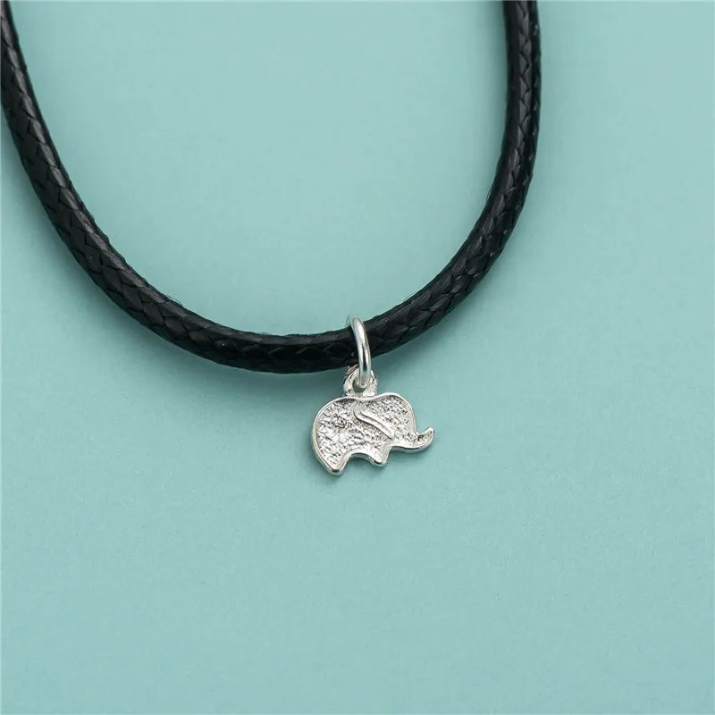 TrustDavis Real 925 Sterling Silver fashion Cute animal Small Elephant Charm Pendant Handmade DIY Accessories Wholesale DZ1682