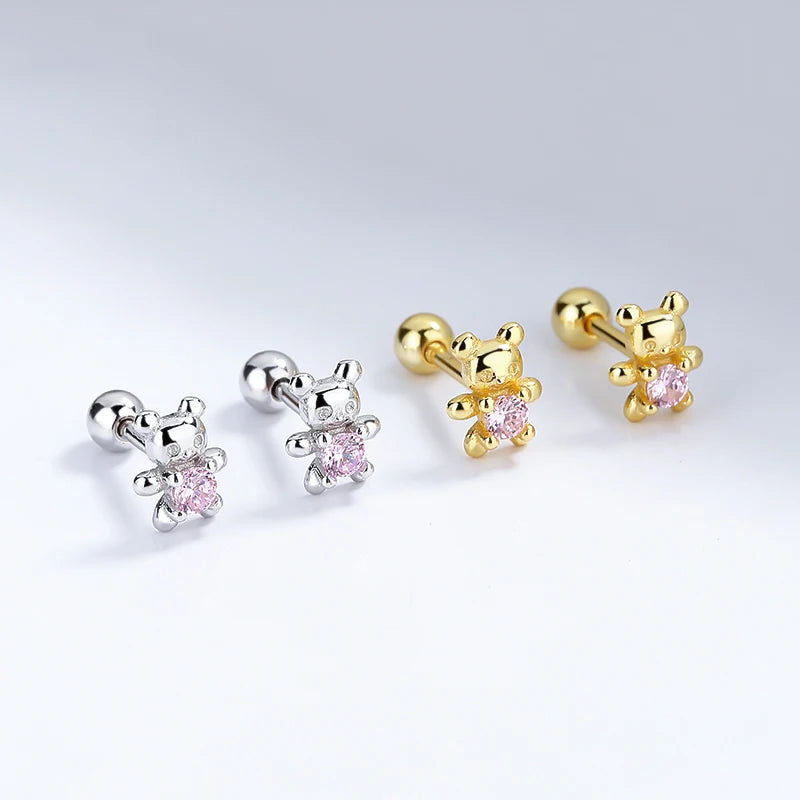 Cute Pink Diamond Bear Stud Earring DB1428