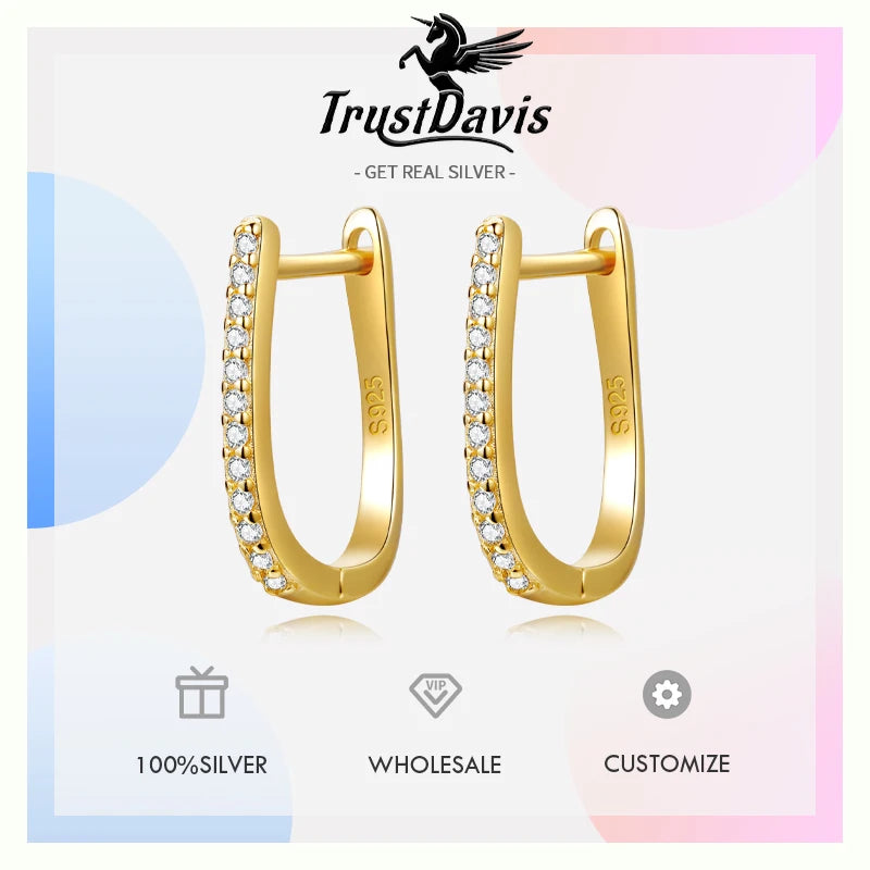 Romantic U-shaped zircon Hoop Earrings DA3232