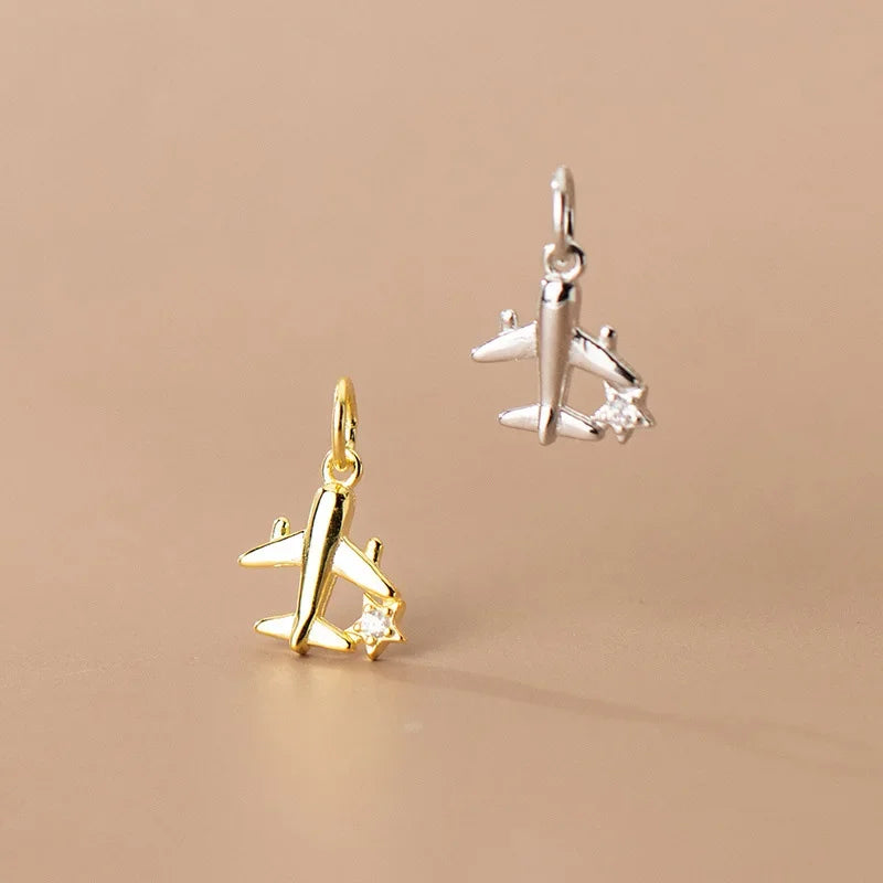 Plane Aircraft Shiny Charms Pendant DIY Accessories HY300