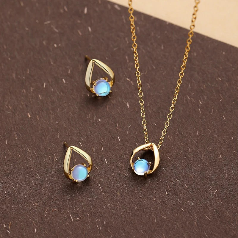 TrustDavis Real 925 Sterling Silver Women's Fashion Versatile Moonstone Irregular Necklace for Women Gril Gift Jewelry DS4219