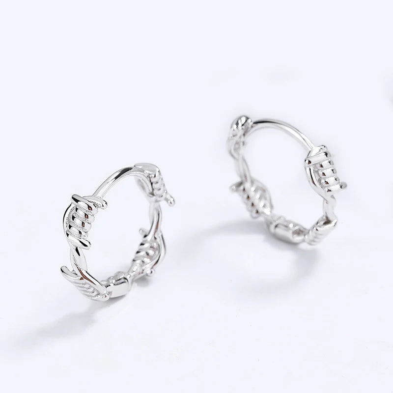 TrustDavis Real 925 Sterling Silver Hoop 2022 Fashion Sweet Twist Charm Hoop Earrings For Women Office Lady Fine Jewelry DG0104