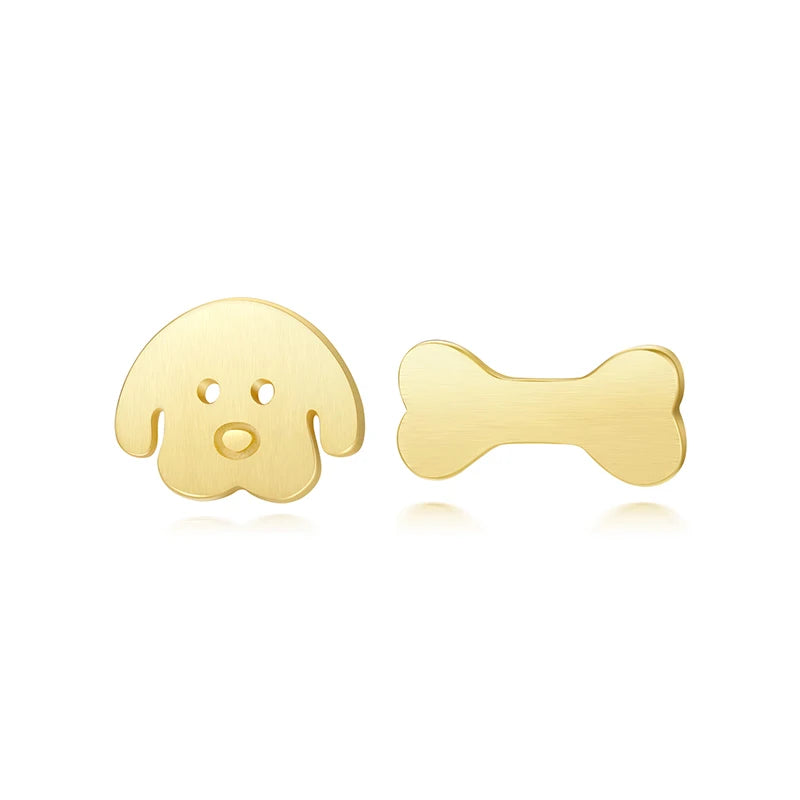 925 Real Sterling Silver Cute Tiny Asymmetric Dog Bone Stud Earrings DS711