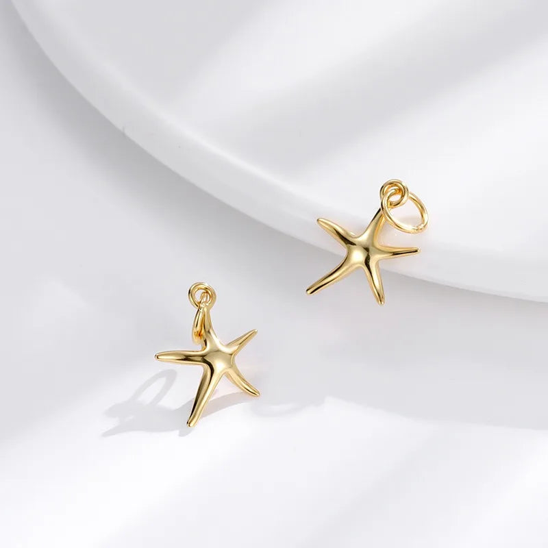 TrustDavis Real 925 Sterling Silver Smooth Bright Starfish Charm Pendant Handmade DIY Accessories Fine Jewelry Wholesale DZ1803