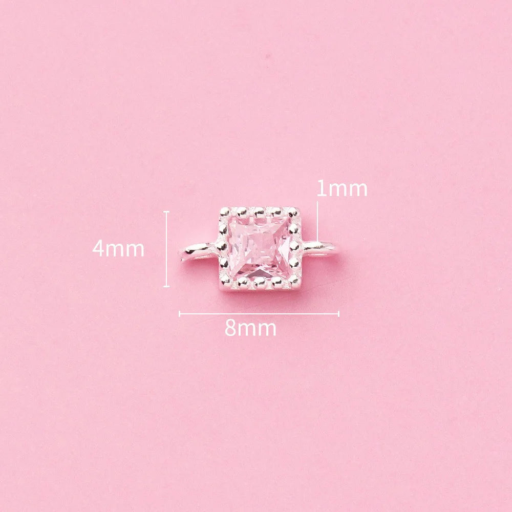 Simple Double Ring Square Charm Pendant Handmade DIY Accessories DZ1659