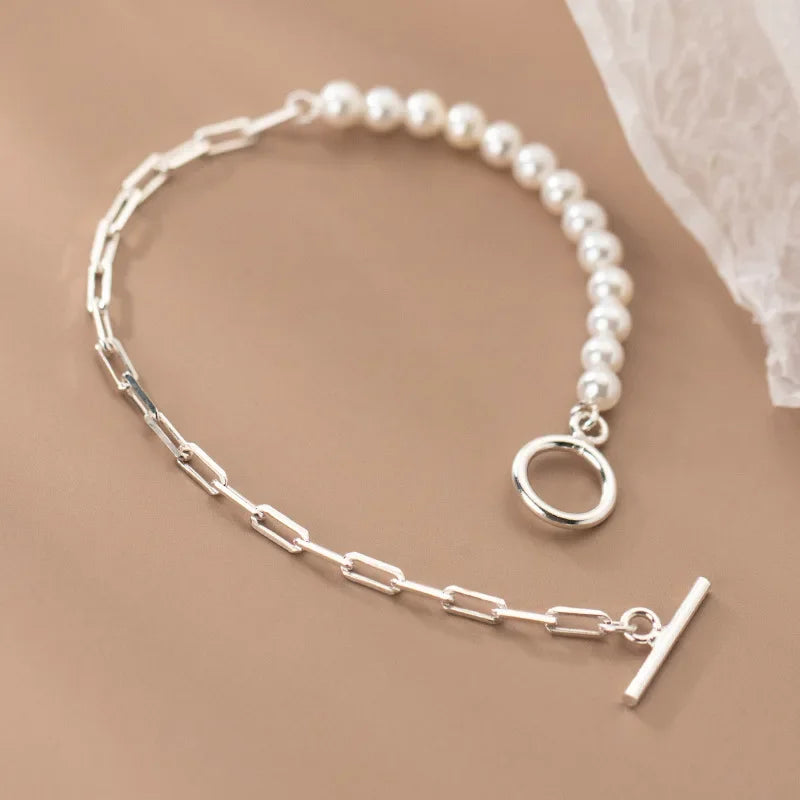 4mm Synthetic Pearl Chain Bracelet DA2704