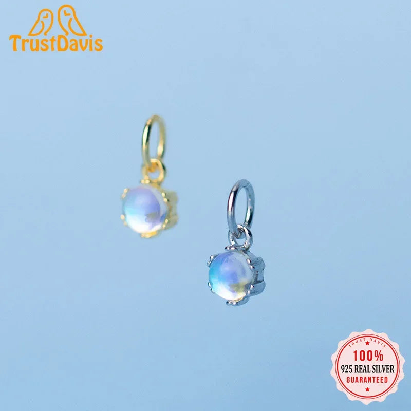 Round Moonstone Charm Pendant DIY Accessories HY316