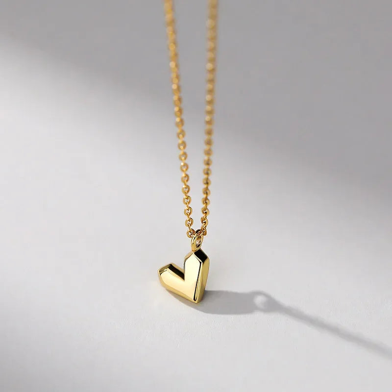 Real 925 Sterling Silver Romantic Geometric Section Heart Necklace LB058