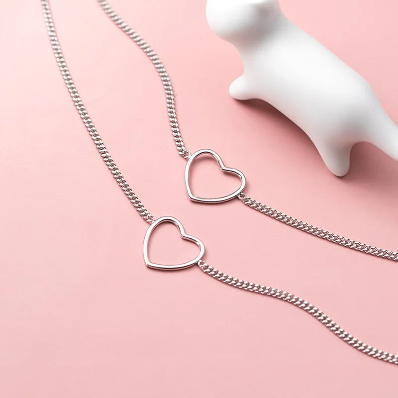 Trustdavis 925 Sterling Silver Fashion Women's Jewelry Romantic Heart Chain Anklets For Wife Best Friend Drop Shipping DA1169