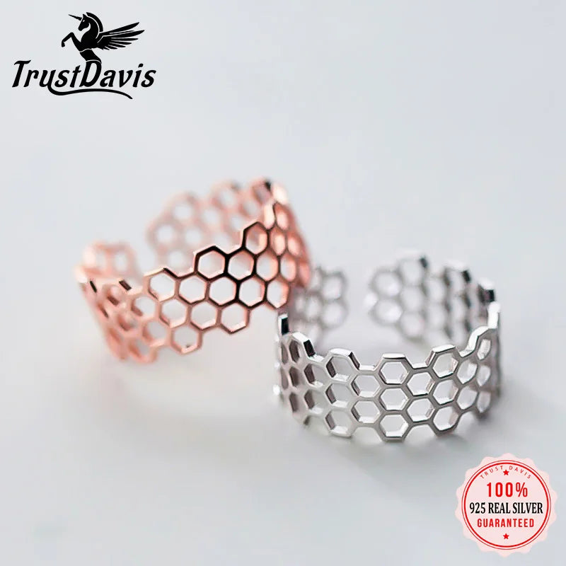 925 Sterling Silver Fashion 8mm Width Polygon Rings DS916