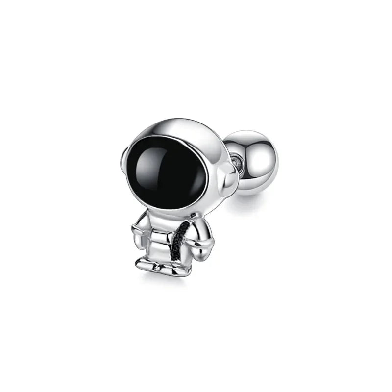 TrustDavis Real 925 Sterling Silver 2022 Sweet Astronaut Rocket Screw Stud Earrings For Daughter Girls Gift Fine Jewelry DG0062
