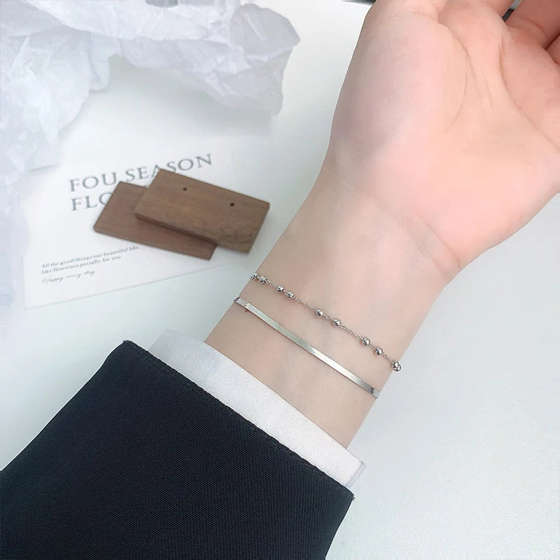 TrustDavis Girls 925 Sterling Silver Fashion Simple Snake Bracelet for Women Girl Birthday Gift Fine Jewelry DS4704