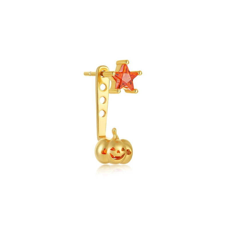 TrustDavis Real 925 Sterling Silver Women's Fashion Halloween Spider and Bat Earrings for Women Girls Gift Fine Jewelry DS4690