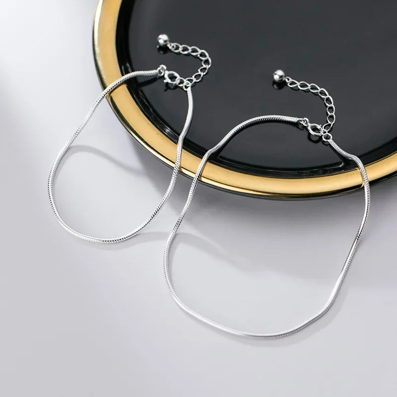 TrustDavis authentic 925 Sterling Silver Fashion Snake Chain Bracelet Anklets For Women Valentine's Day Birthday Jewelry DA1217
