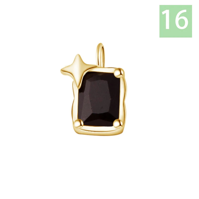 TrustDavis Real 925 Sterling Silver Star Square Zircon Charm Pendant for Women Kids Handmade DIY Accessories Jewelry DZ1016