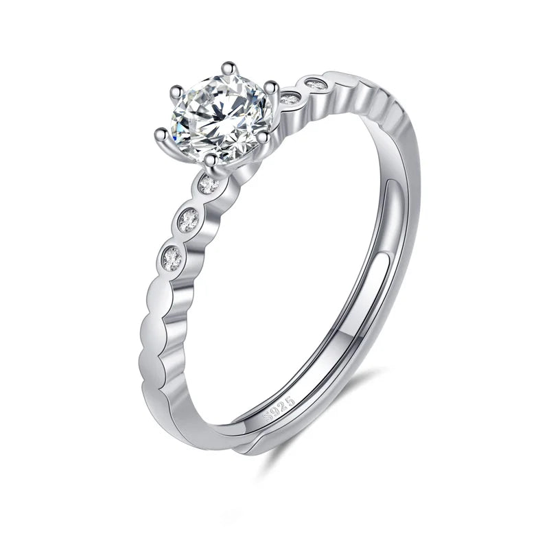 TrustDavis Real 925 Sterling Silver Shiny Zircon Adjustable Rings For Women Wedding Anniversary Gift Fine Fashion Jewelry DF047